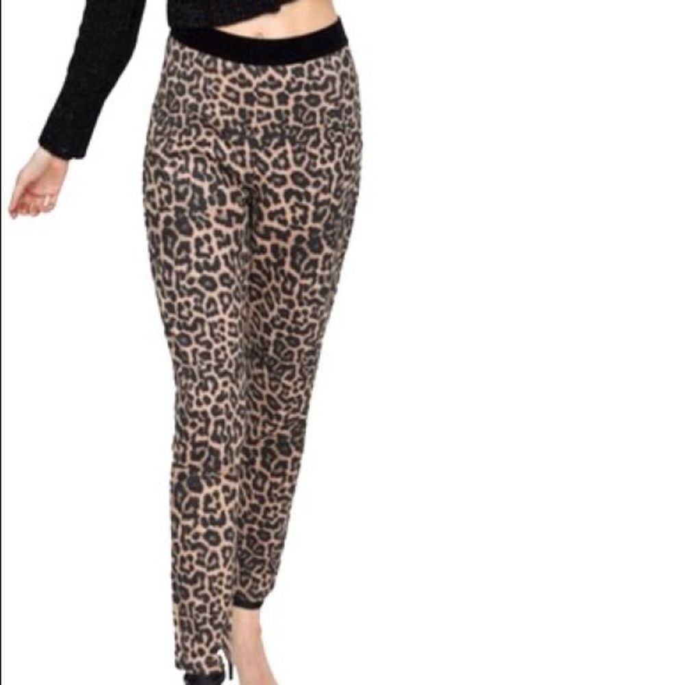 Leopard Contrast Print Elastic Waist Leggings